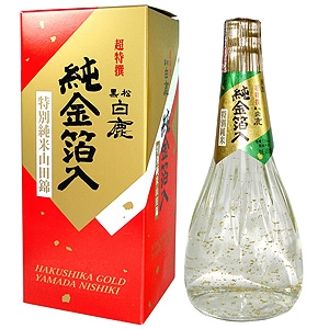 SAQUÊ HAKUSHIKA GOLD COM FLOCOS DE OURO 720ml - Sake - Bebida japonesa -  Limao Distribuidora de bebidas finas